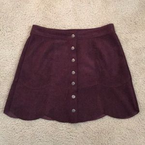 American Eagle Suede Button up Skirt - Burgundy